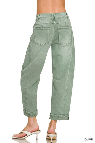 Olive Barrel Leg Pants