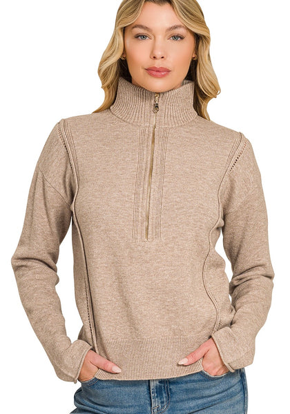 Half Zip Sweater - Mocha