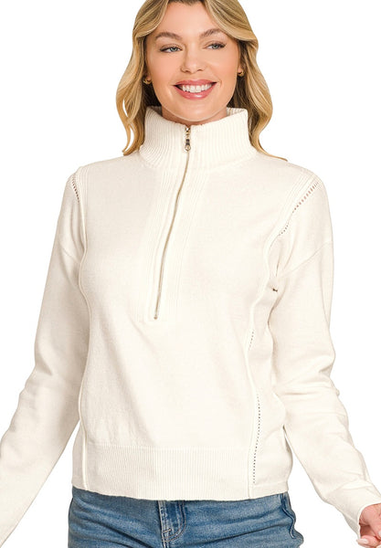 Half Zip Sweater - Ivory