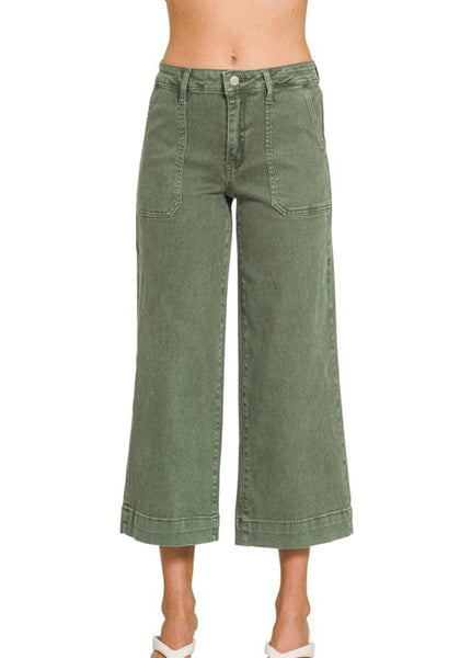Color Denim Cropped Pants