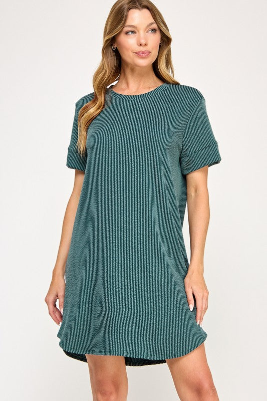 Ribbed Shirt Dress
