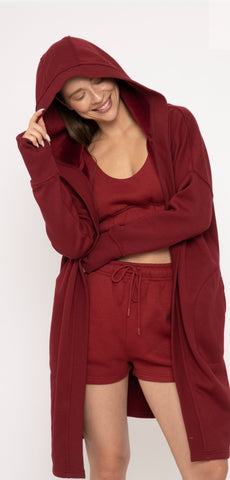 Longline Open Jacket - Red Velvet