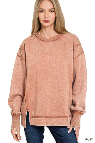 Acid Washed Pullover-Riust