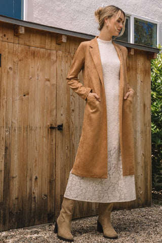 Faux Suede Duster