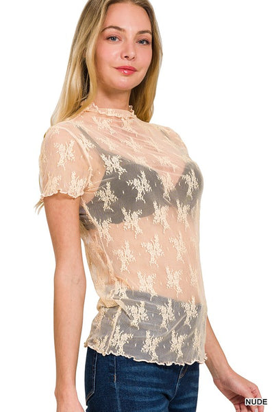 Short Sleeve Lace Top