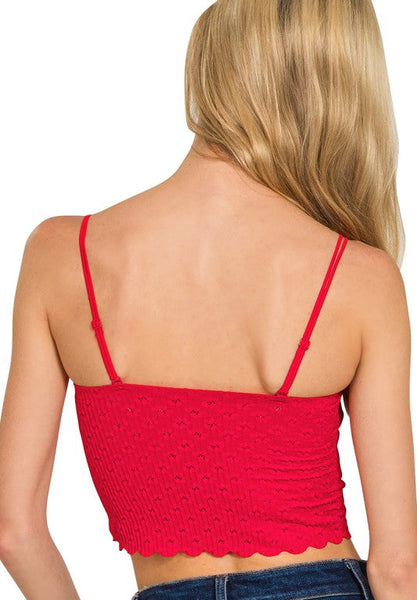 Seamless Lace Bralette - Red