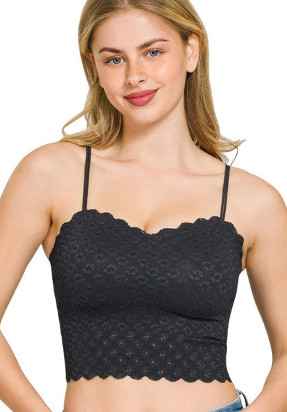 Seamless Lace Bralette - Black