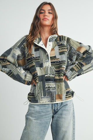Patchwork Print Sherpa