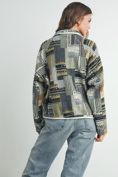 Patchwork Print Sherpa