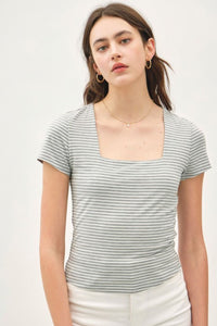 Striped Square Neck Top