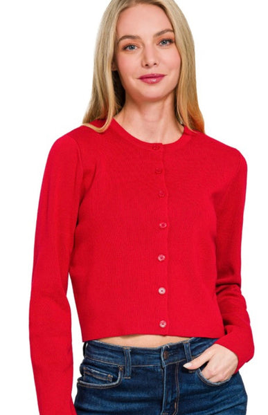 Basic Cardigan- Red