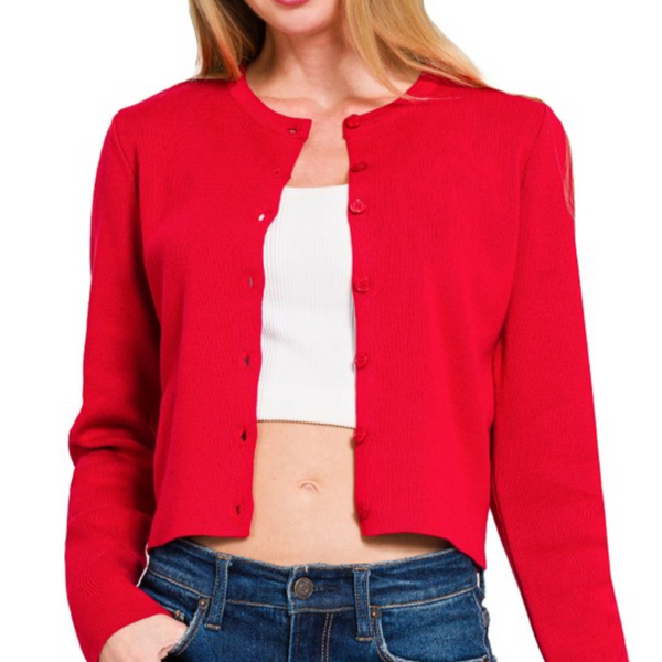 Basic Cardigan- Red