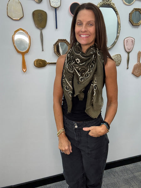 Bandana Scarf: Olive Green