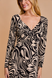 Abstract Long Sleeve Dress