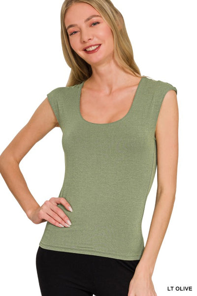 Double Layered Sleeveless Top-Olive