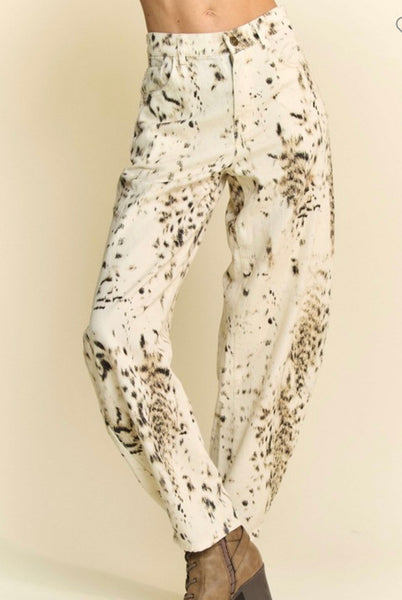 Leopard Print Barrel Pants