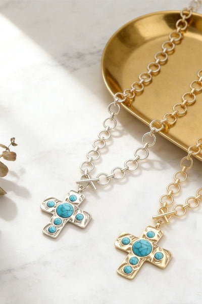 Hammered Cross Necklace