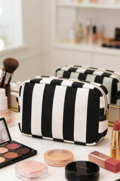 Striped Cosmetic Pouch