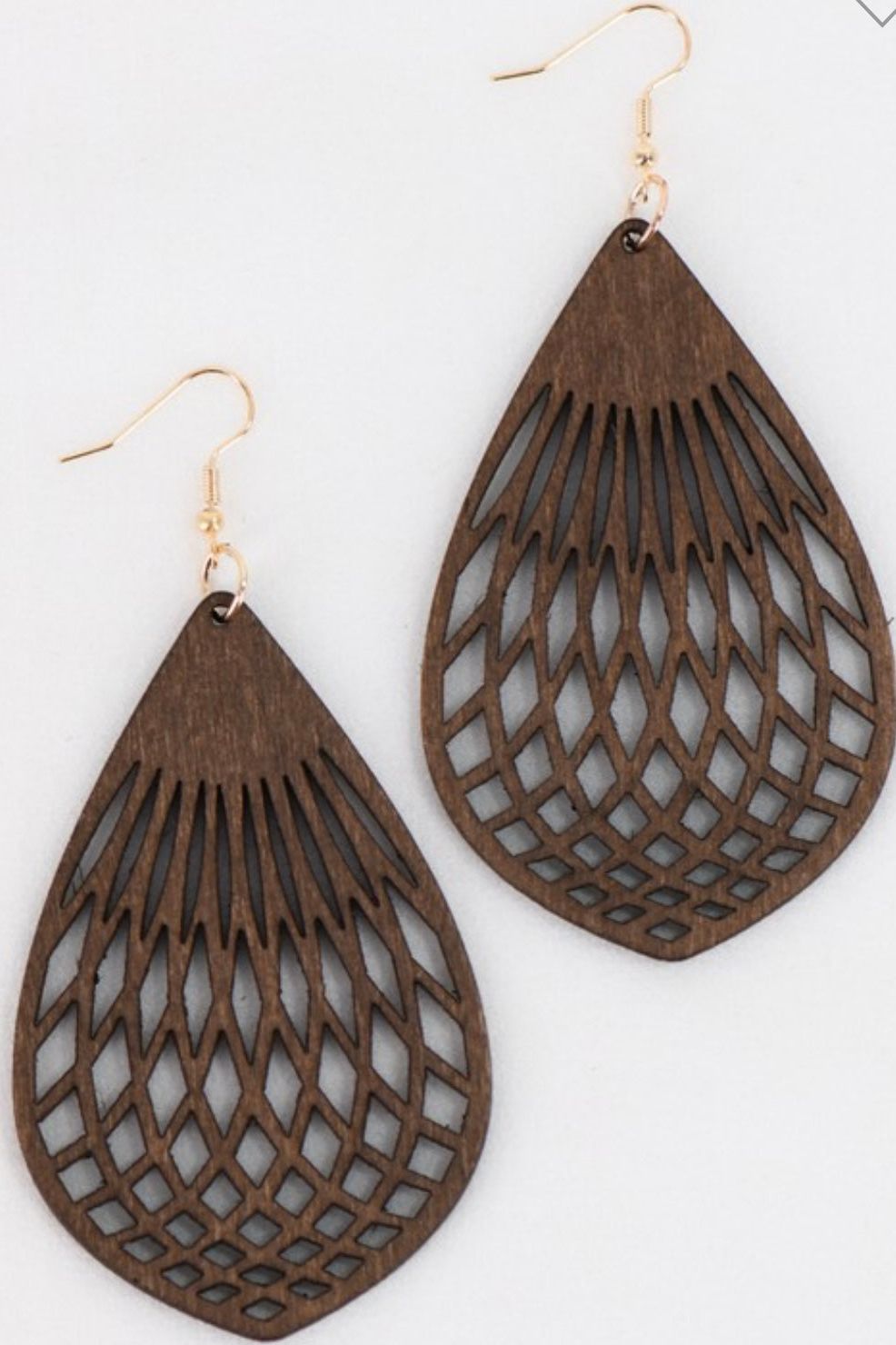 Teardrop Wood Earrlings