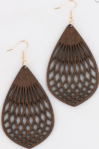 Teardrop Wood Earrlings