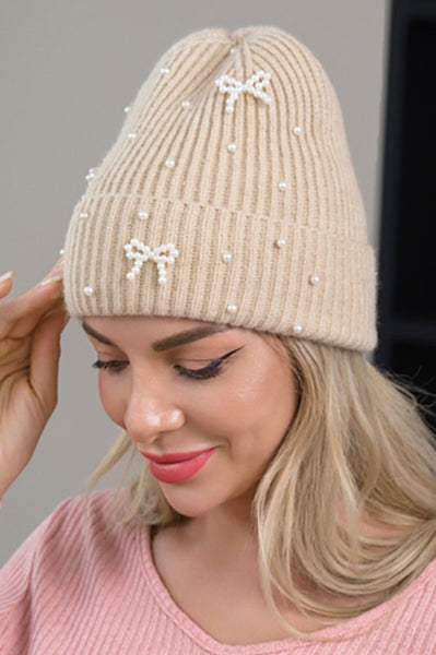 Pearl Bow Beanie