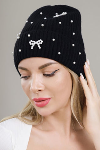 Pearl Bow Beanie