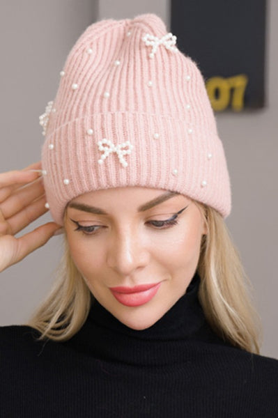 Pearl Bow Beanie