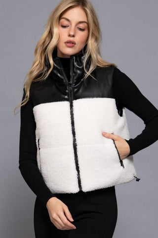 Reversible Faux Leather Sherpa Vest
