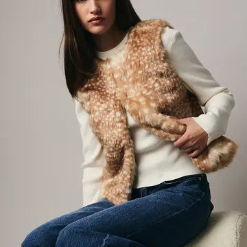 Deer Spot Faux Fur Vest