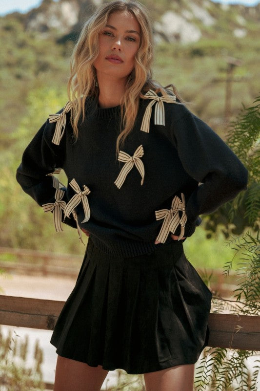 Striped Bow Sweater