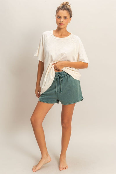 Mineral Washed Shorts - Teal