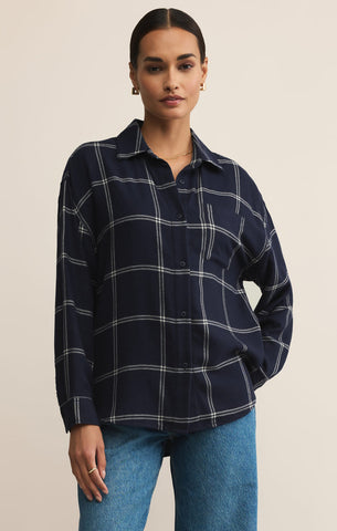 River Plaid Button Up - Blue