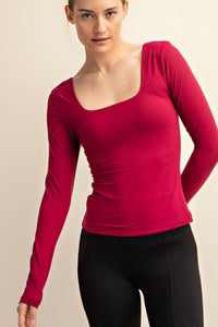 Square Neck Long Sleeve Top