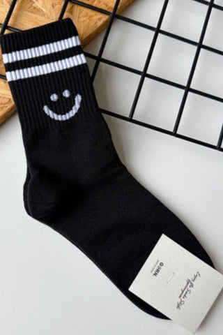 Smiley Face Socks - Black