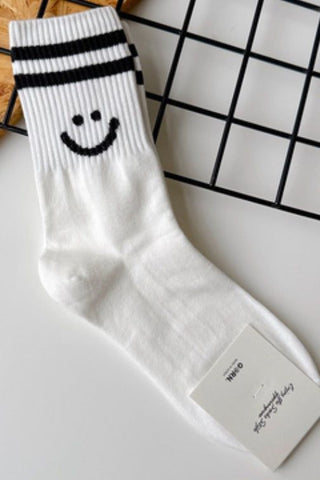 Smiley Face Socks - White