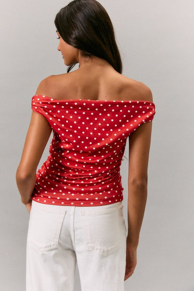 Polka Dot Off the Shoulder Top