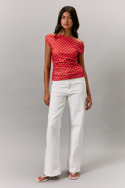 Polka Dot Off the Shoulder Top