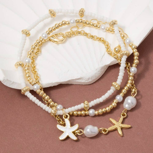 Pearl And Starfish Beaded Bracelet