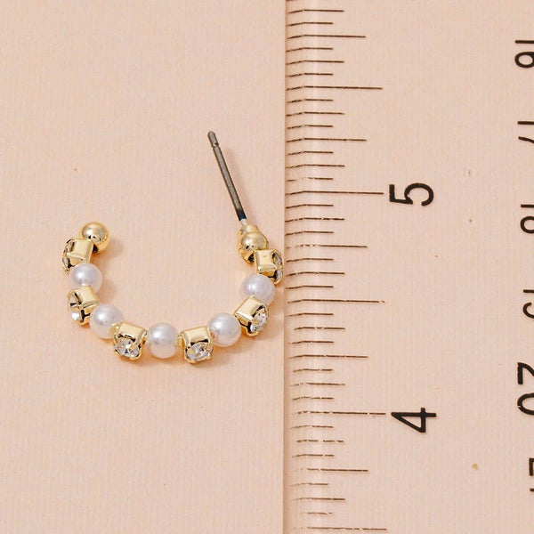 Cube And Pearl Beaded Hoop Earrings