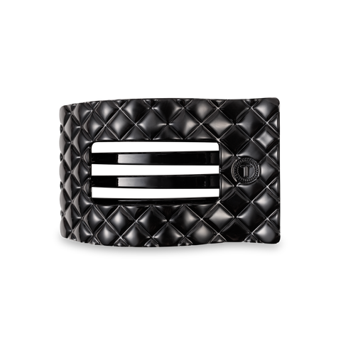 Flat Rectangle Hair Clip | Medium | Jet Black Quilted