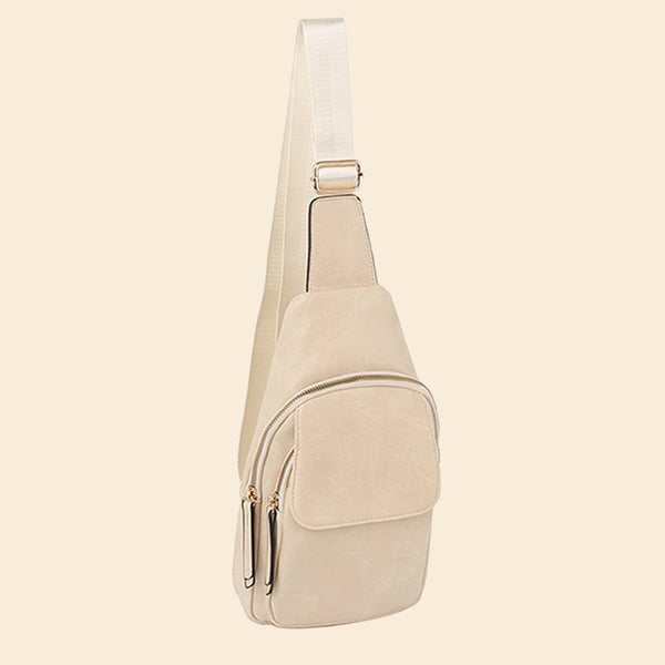Vegan Leather Sling Bag - Nude