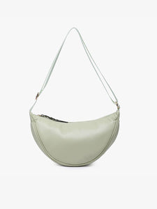 Rosalie Small Banana Sling Bag w/ Braided Zipper: Sage