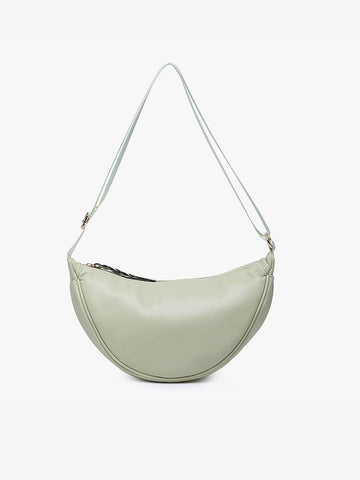 Rosalie Small Banana Sling Bag w/ Braided Zipper: Sage