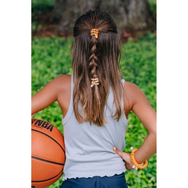 Basketball - Small Spiral Hair Coils, Hair Ties, 3-pack