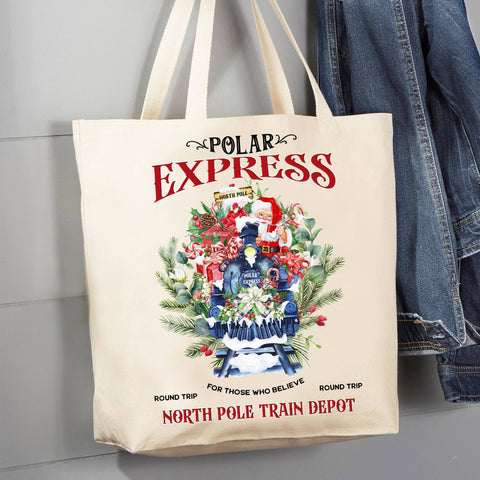 Polar Express Train Canvas Tote Bag