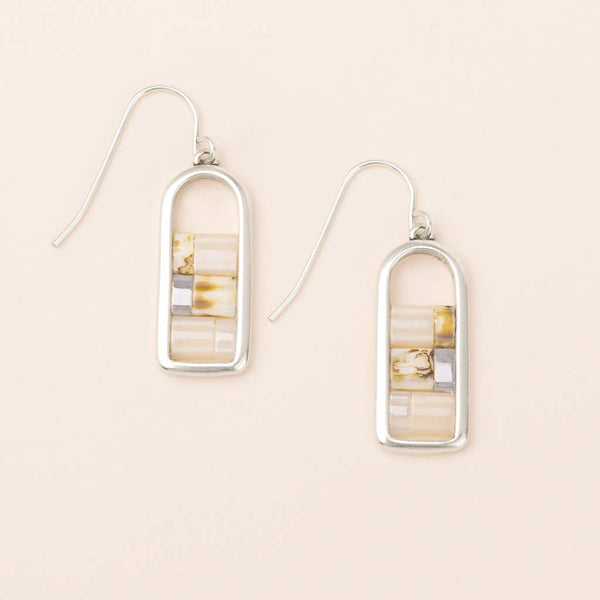 Good Karma Miyuki Frame Earring - Ivory/Silver