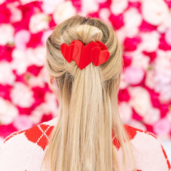 Flat Hair Clip | Large | Red Heart to Heart