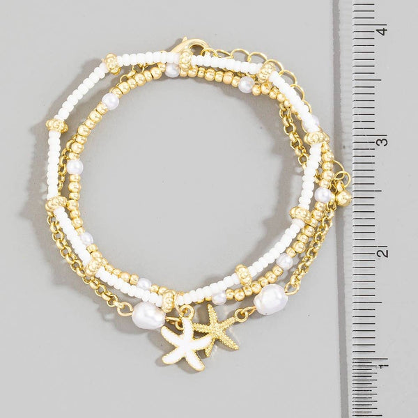 Pearl And Starfish Beaded Bracelet