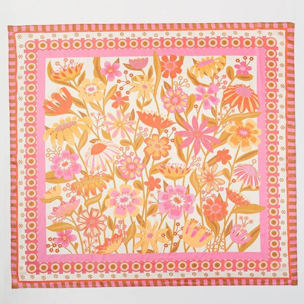 Flower Print Square Bandana Scarf