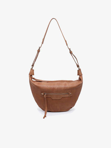 Leigh Distressed Hobo Bag: CARAMEL